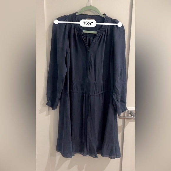 Rebecca Taylor silk knee-length dress navy blue size 12. 100% silk - Picture 4 of 6